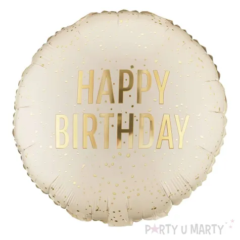 dekoracja na urodziny balon foliowy happy birthday kremowy matowy do girland 18 rnd