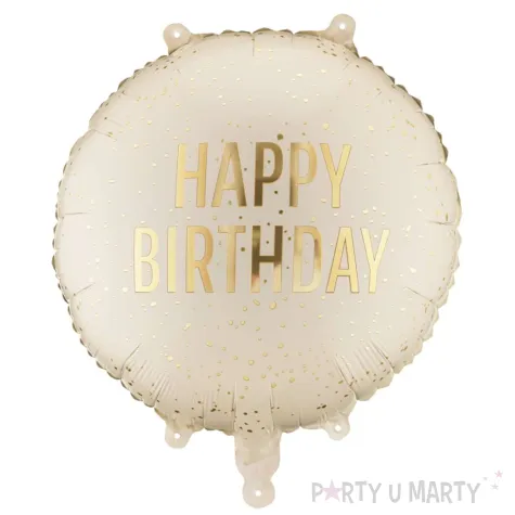 dekoracja na urodziny balon foliowy happy birthday kremowy matowy do girland 18 rnd