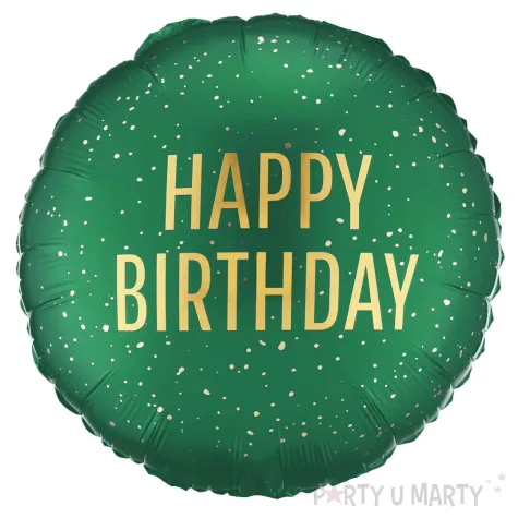 dekoracja na urodziny balon foliowy happy birthday zielony matowy do girland 18 rnd