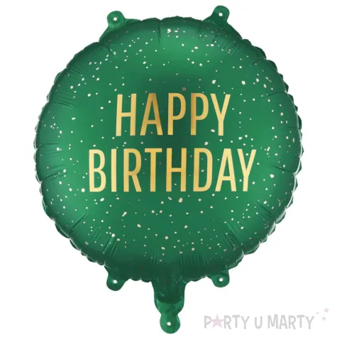 dekoracja na urodziny balon foliowy happy birthday zielony matowy do girland 18 rnd