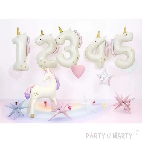 dekoracja na urodziny balon foliowy jednorozec cyfra 4 kremowy xl 46 5 dgt