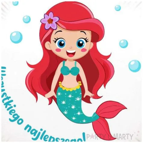 dekoracja na urodziny balon foliowy mala syrenka wszystkiego najlepszego 18 rnd