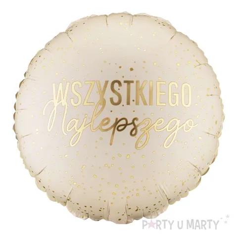 dekoracja na urodziny balon foliowy wszystkiego najlepszego kremowy matowy 18 rnd