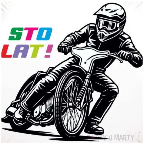 dekoracja na urodziny balon foliowy zuzel sto lat bialy do girland motocykl 18 rnd