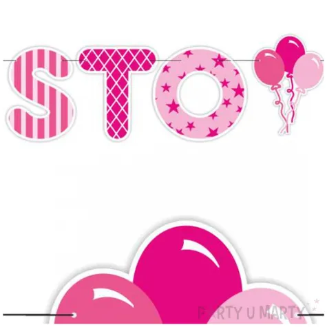 dekoracja na urodziny baner girlanda papierowa sto lat rozowa 1 5 m