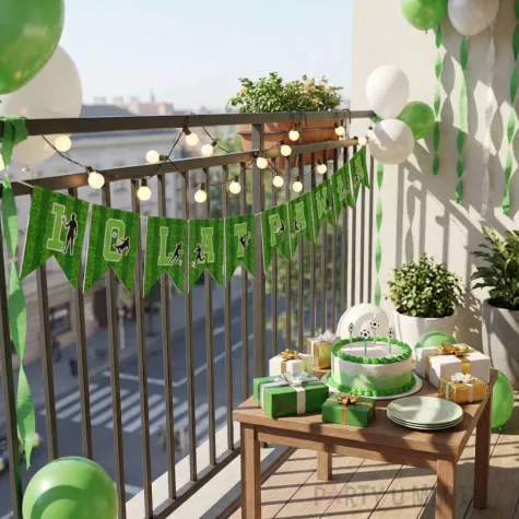 dekoracja na urodziny baner personalizowany pilka nozna wlasny napis girlanda 10 flag 200 cm