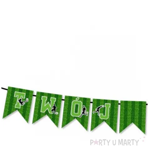 dekoracja na urodziny baner personalizowany pilka nozna wlasny napis girlanda 10 flag 200 cm