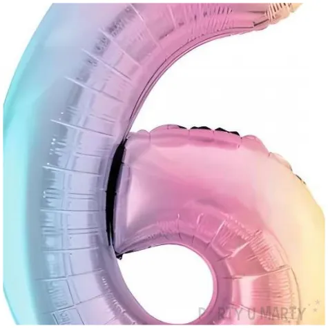 dekoracja na urodziny duzy balon foliowy cyfra 6 teczowa do girlandy jubileusz 39 dgt