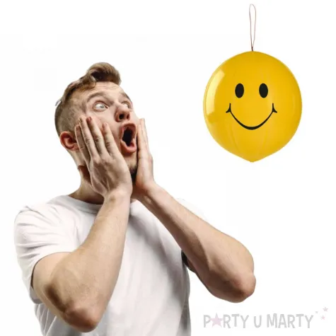 dekoracja na urodziny dzien dziecka balony wiszace usmiechy zolte pastelowe 12 50 szt