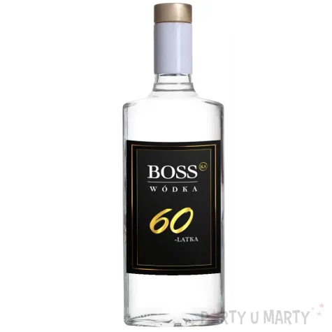 dekoracja na urodziny etykiety na butelki bosski 60 latek czarne 85x120 mm 5 szt