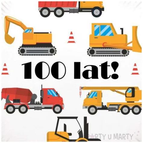 dekoracja na urodziny fana budowy balon foliowy pojazdy budowlane 100 lat 18 rnd
