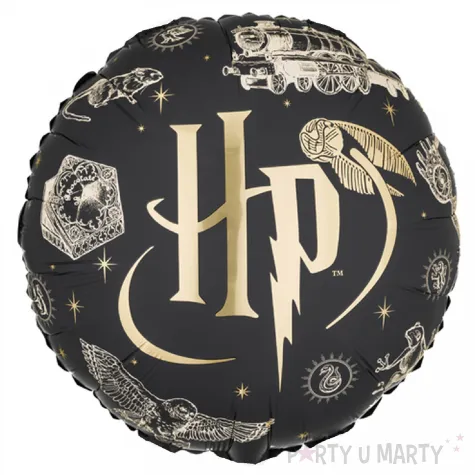 dekoracja na urodziny halloween balon foliowy harry potter hp do girland czarny zloty 18 rnd