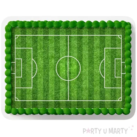 dekoracja na urodziny kibica pilkarza oplatek na tort pilka nozna boisko zielony 21x29 cm