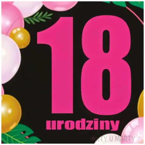 dekoracja na urodziny osiemnastke topper papierowy na tort liczba 18 baloniki 18 5 x 11 cm