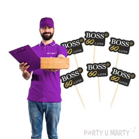 dekoracja na urodziny pikery bosski 60 latek ozdobne szpilki na muffinki babeczki 6 szt