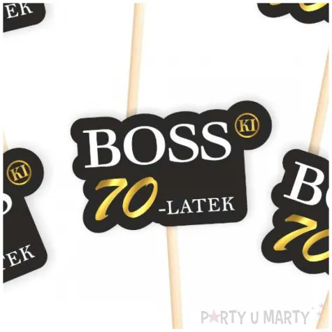 dekoracja na urodziny pikery bosski 70 latek ozdobne szpilki na muffinki babeczki 6 szt