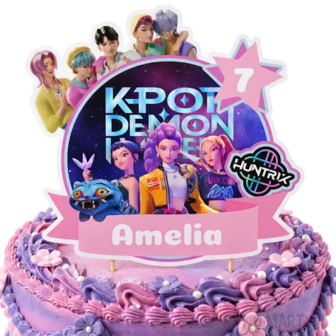 dekoracja na urodziny topper na tort k pop demon hunters personalizacja huntrix lowczynie