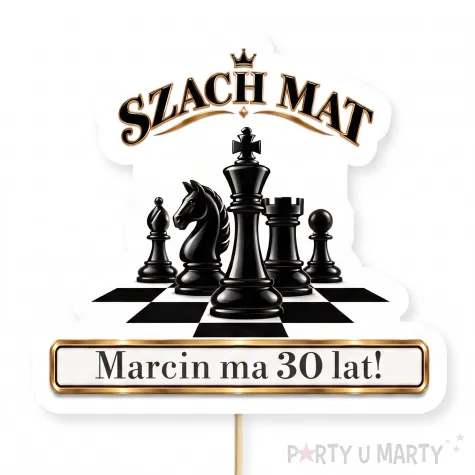 dekoracja na urodziny topper na tort szachy szach mat personalizacja ozdoba tortowa
