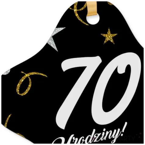 dekoracja na urodziny zawieszki na alokohol liczba 70 czarno zlota glamour 10 szt