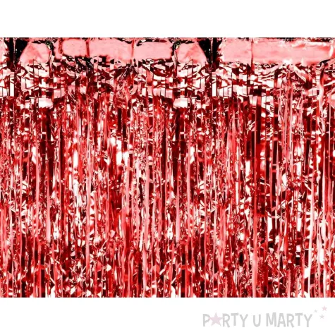 dekoracja na walentynki czerwona kurtyna imprezowa na drzwi metaliczna 250 x 90 cm