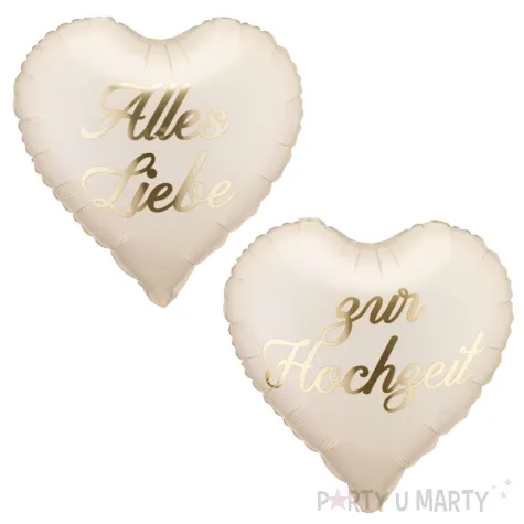 dekoracja na wesele slub balony foliowe alles liebe zur hochzeit kremowe 18 2 szt
