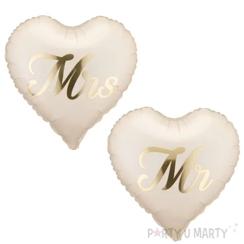 dekoracja na wesele slub rocznice balony foliowe mr i mrs maz i zona kremowe 18 2 szt