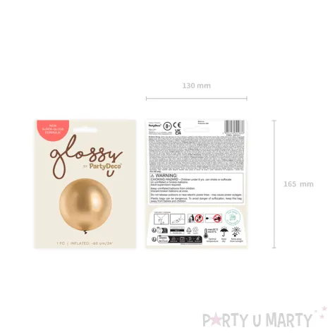 dekoracja na wesele slub urodziny balon xl glossy metaliczny zloty 24 x1