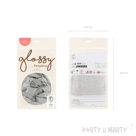 dekoracja na wesele slub urodziny balony glossy metaliczne srebrne 12 x50