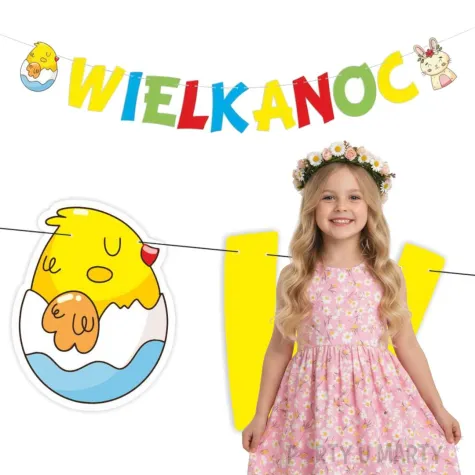 dekoracja na wielkanoc zajaca girlana papierowa baner wielkanocna radosc kurczak 2 m