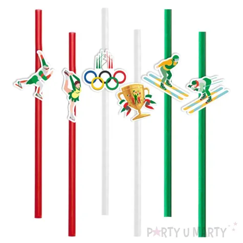 dekoracja na zimowe igrzyska olimpijskie slomki papierowe wlochy 2026 6 szt