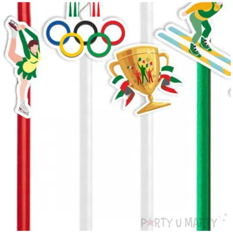 dekoracja na zimowe igrzyska olimpijskie slomki papierowe wlochy 2026 6 szt