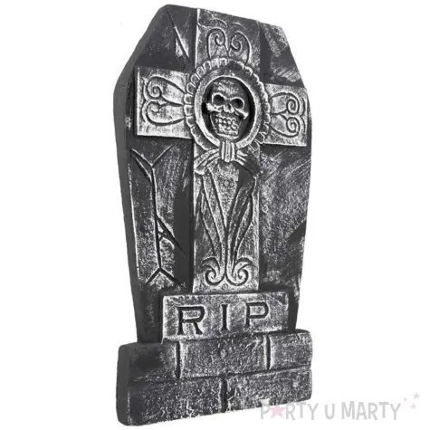 dekoracja nagrobek krzyz z czaszka szary boland 50 x 30 cm