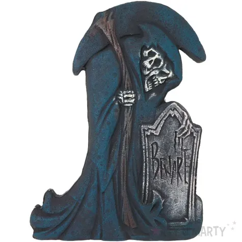 dekoracja nagrobek ponury zniwiarz niebieski szary guirca 43 x 32 cm