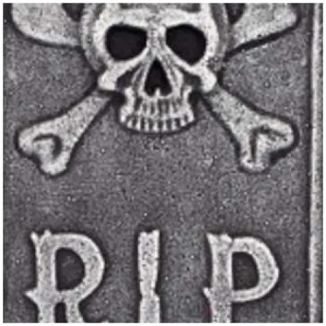 dekoracja nagrobek z czaszka rip szara amscan 31 cm