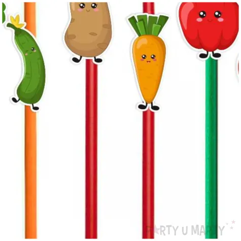 dekoracja napojow na dzien wiosny do przedszkoia slomki papierowe warzywa 6 szt