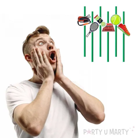 dekoracja napojow na urodziny slomki papierowe tenis jednorazowe ozdoba stolu 6 szt