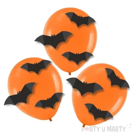 dekoracja nietoperze gacki na balonach czarno pomaranczowa 3 szt