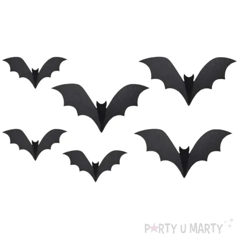 dekoracja nietoperze papierowe czarny partydeco 19 29 cm 6 szt