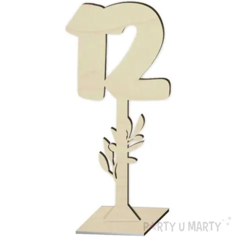 dekoracja numer na stol 12 drewno 24 cm
