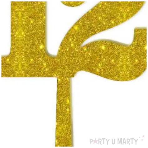 dekoracja numer na stol 12 zloty brokat 19 cm