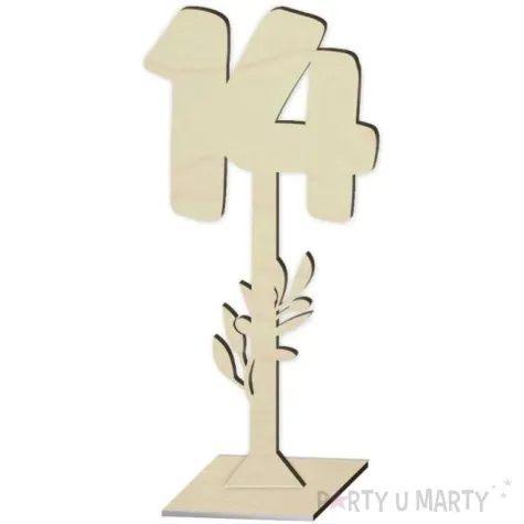 dekoracja numer na stol 14 drewno 24 cm