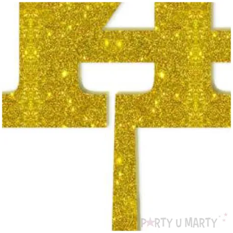 dekoracja numer na stol 14 zloty brokat 19 cm