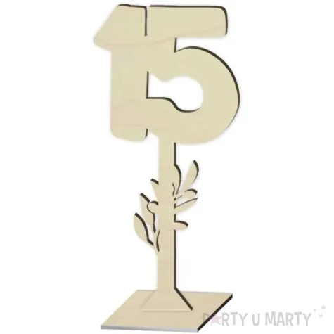 dekoracja numer na stol 15 drewno 24 cm