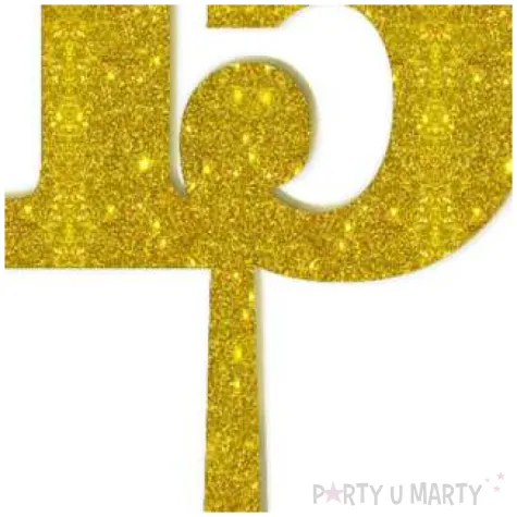 dekoracja numer na stol 15 zloty brokat 19 cm