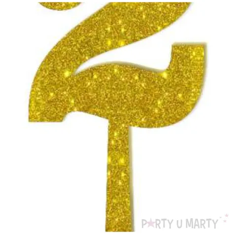 dekoracja numer na stol 2 zloty brokat 19 cm