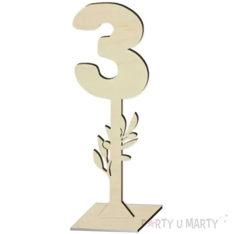 dekoracja numer na stol 3 drewno 24 cm