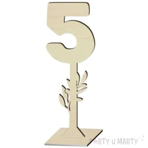dekoracja numer na stol 5 drewno 24 cm