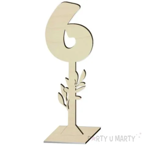 dekoracja numer na stol 6 drewno 24 cm