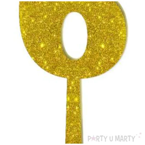 dekoracja numer na stol 6 zloty brokat 19 cm