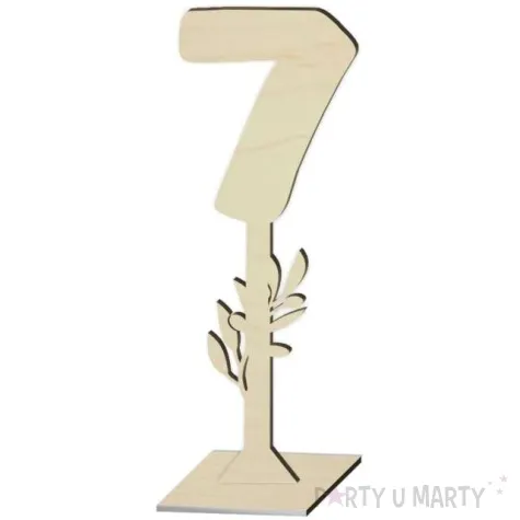 dekoracja numer na stol 7 drewno 24 cm